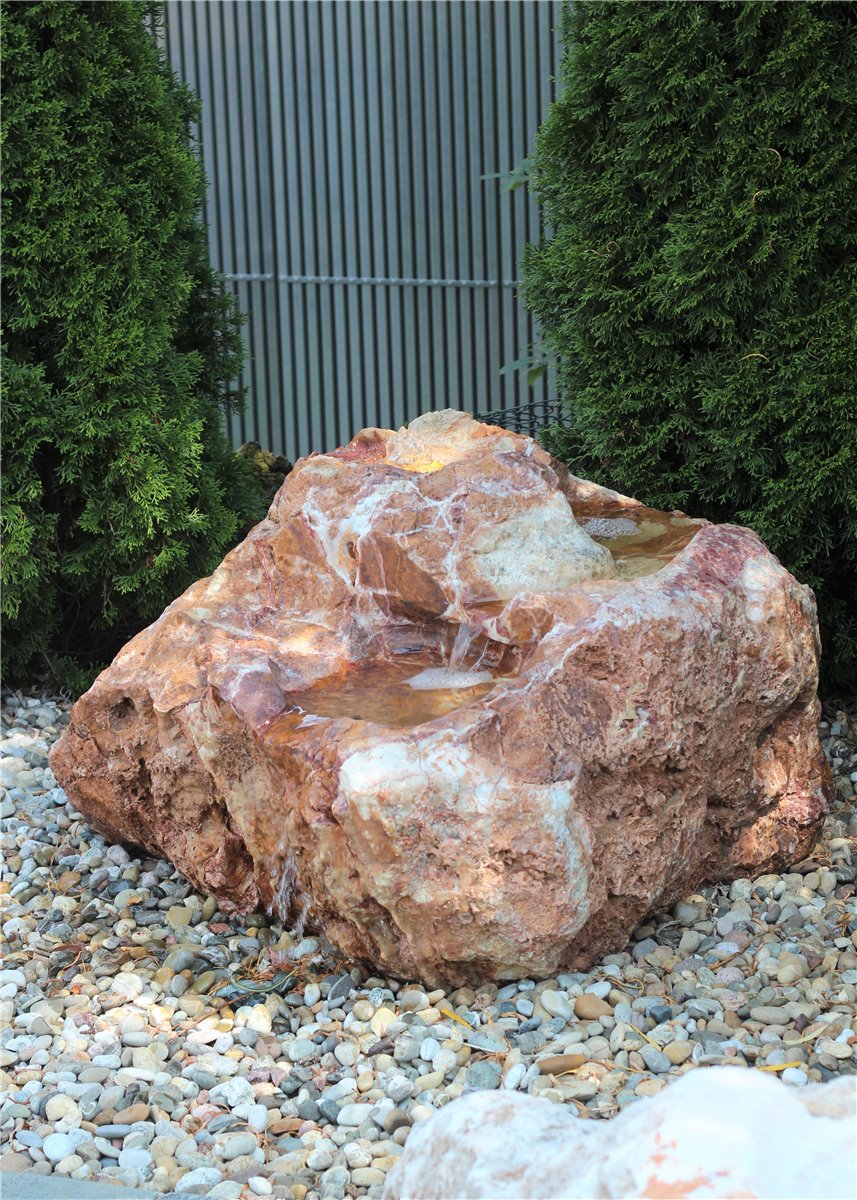 Quellstein Bachlauf Onyx Flamingo L110cm mit Quellschalen Gartenbrunnen Springbrunnen