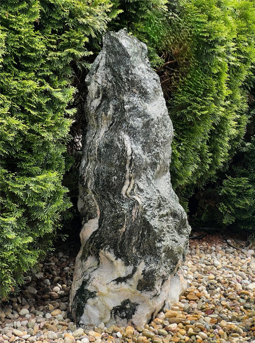 Quellstein Marmor Artik green 125cm Naturstein Gartenbrunnen Springbrunnen Komplettset