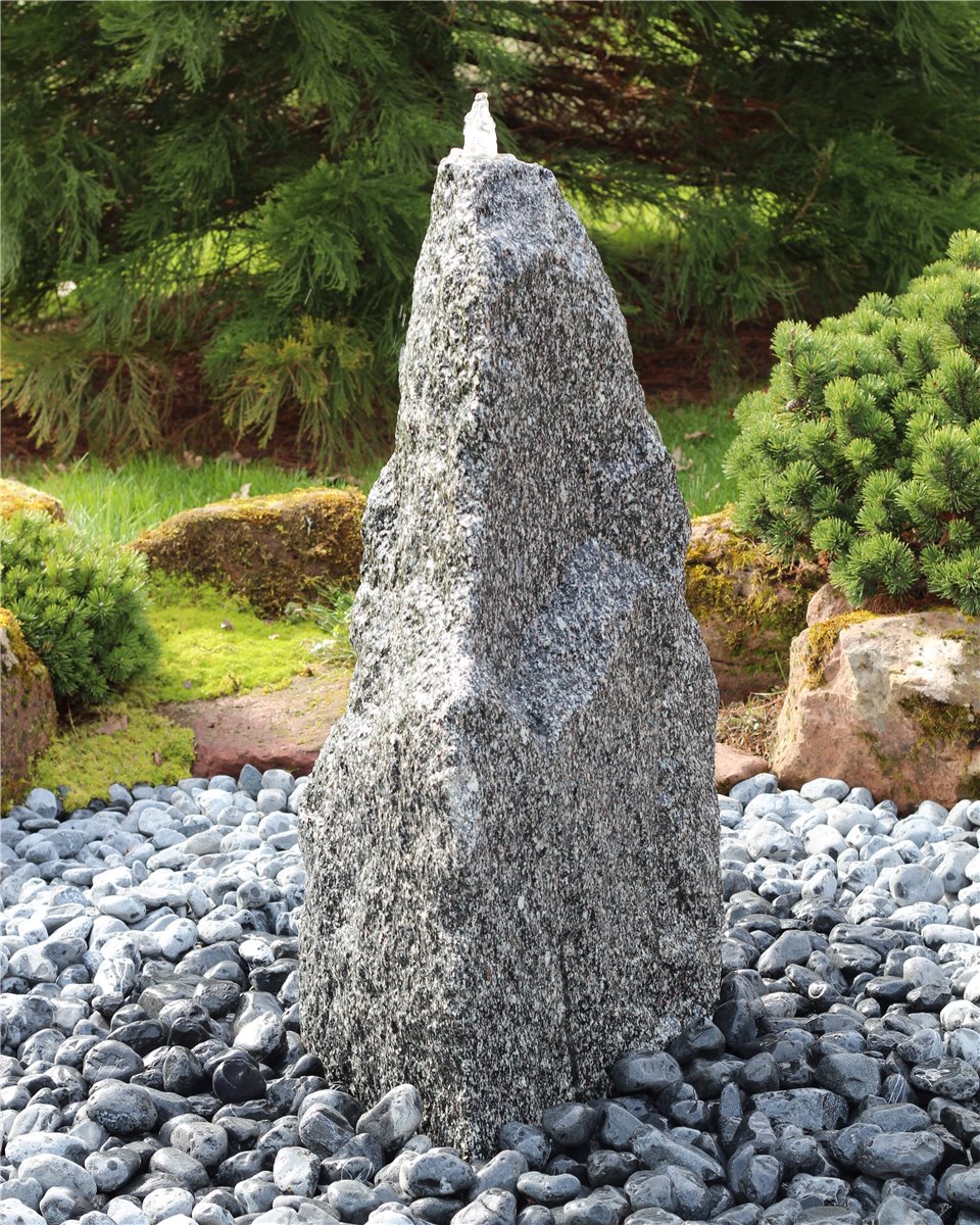 Quellstein Granit 109cm Naturstein Brunnen Komplettset Gartenbrunnen Springbrunnen