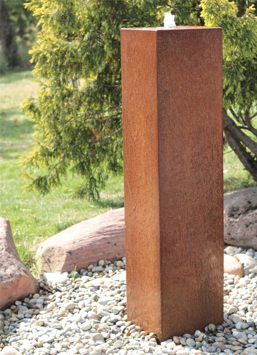 Cortenstahl Säule 150cm Edelrost Gartenbrunnen Springbrunnen Komplettset