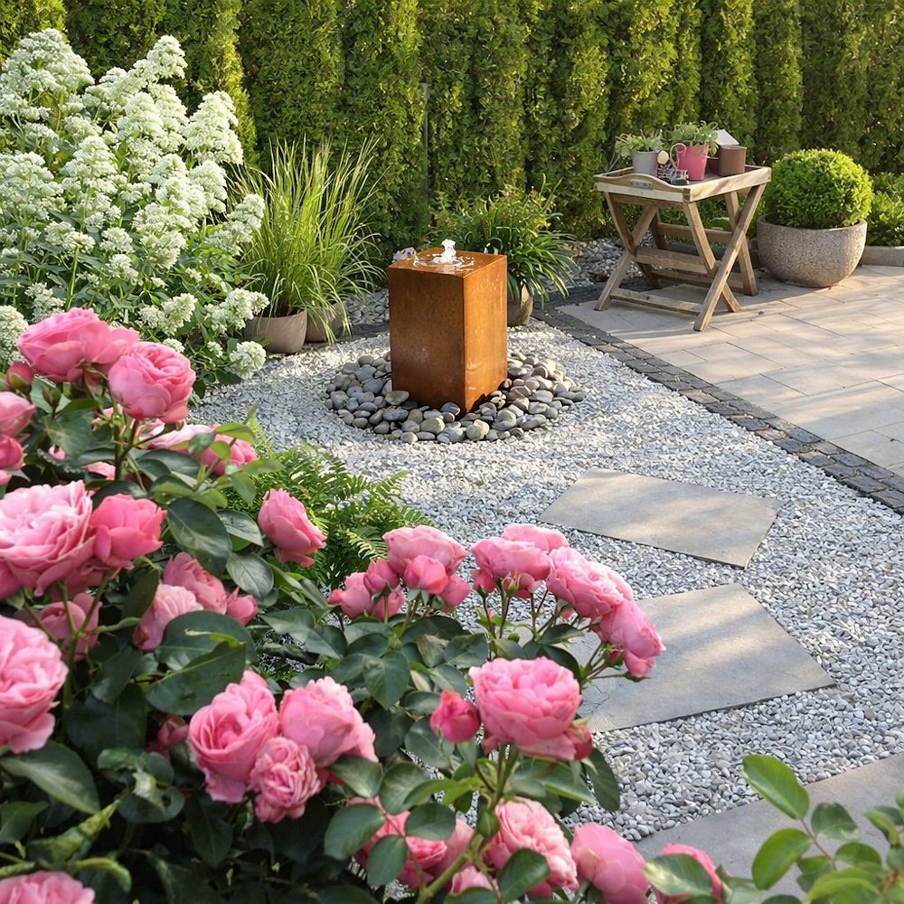 Cortenstahl Säule 50cm Edelrost Gartenbrunnen Springbrunnen Komplettset